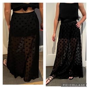 Divided by H&M, black sheer and polka dot long skirt, size 4